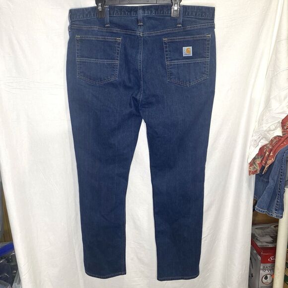 CARHARTT Jeans Rugged Flex Workwear Straight Fit Denim Mens 40x32 Dark Wash Blue - Picture 3 of 11